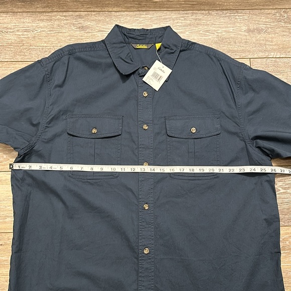 CABELAS SHIRT SHORT SLEEVE BUTTON UP NAVY BLUE 100% COTTON SIZE XL NWT - Picture 5 of 8